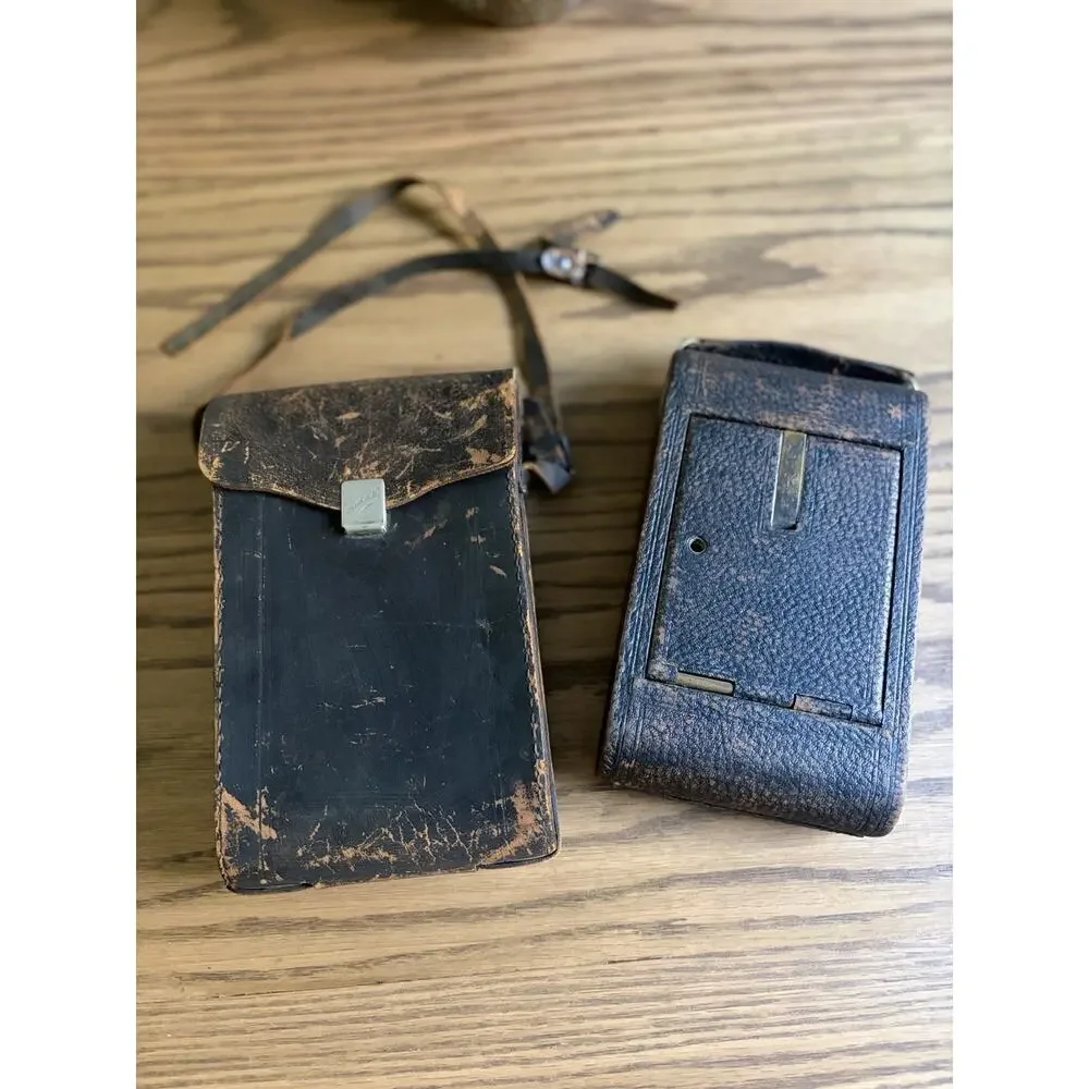 Antique Kodak No. 3 Folding Pocket Camera Model E4 Red Leather Bellows With Case